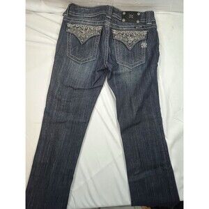 Miss Me JP4656-2L Womens 30 Bootcut Dark Wash Blue Jeans Embellished